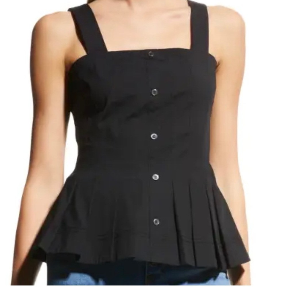 VERONICA BEARD Laura Black Cotton Peplum Button Down Top Size 6